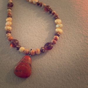 Pearl and semi precious stone necklace